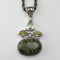 Vintage green serpentine and sterling silver pendant with sterling silver necklace